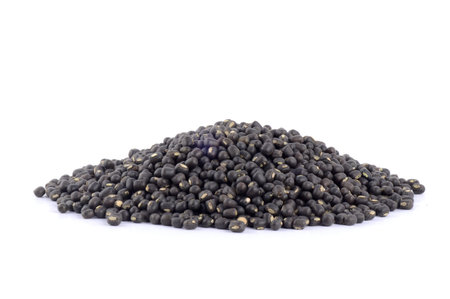 Urad dal, black gram, Vigna mungo on white backgroundの写真素材