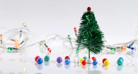 Christmas Decoration: Christmas ball and ornaments with the branch of Christmas treeの写真素材