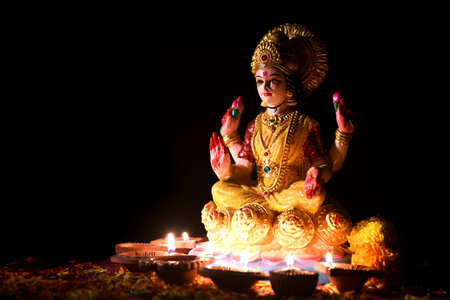 Lakshmi - Hindu goddess ,Goddess Lakshmi. Goddess Lakshmi during Diwali Celebration. Indian Hindu...