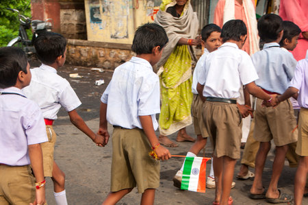 YAVATMAL, MAHARASHTRA, INDIA, AUGUST - 15, 2011: Parading at the ground of Tahsil office on occasion of India Independence Day, August 15, 2011, Yavatmal, Maharashtra, India.のeditorial素材