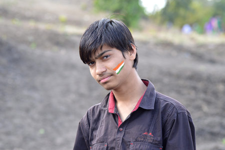 NAGPUR, MAHARASHTRA, INDIA, JANUARY - 26 : Unidentified people celebrating republic Day by dancing and waving Indian flag in Nagpur on 26 January 2014のeditorial素材