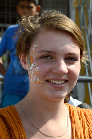 NAGPUR, MAHARASHTRA, INDIA, JANUARY - 26 : Unidentified people celebrating republic Day by dancing and waving Indian flag in Nagpur on 26 January 2014のeditorial素材