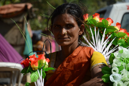 NAGPUR, MAHARASHTRA, INDIA, JANUARY - 26 : Unidentified people celebrating republic Day by dancing and waving Indian flag in Nagpur on 26 January 2014のeditorial素材