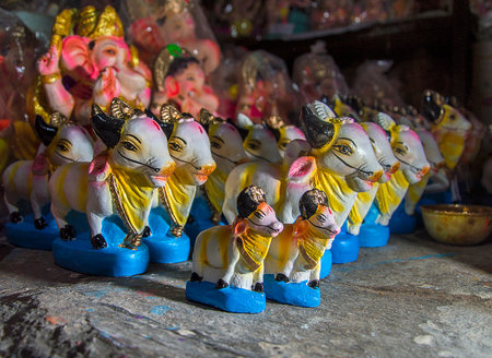 statue of Bull at an artist's workshop for Bail (Bull) Pola Festival.のeditorial素材