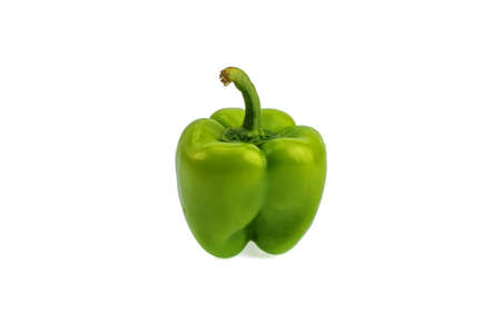 Fresh green bell pepper or capsicum on a white backgroundの写真素材