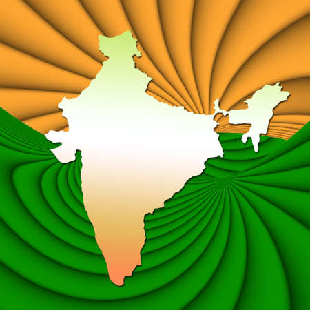 India map with the flag colors background.の写真素材