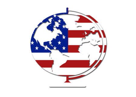 US flag globe symbol/ logo on a solid backgroundの写真素材