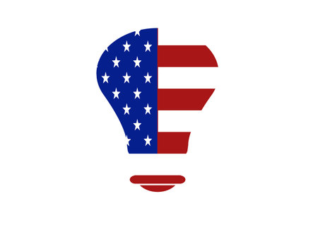 US flag bulb symbol/logo on a solid backgroundの写真素材