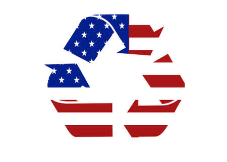 US flag recycle symbol logo on a solid backgroundの写真素材