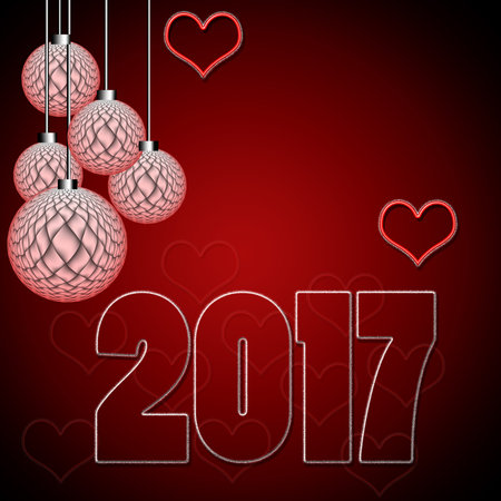 New year greetings with text Happy New Year 2017 on a grey background