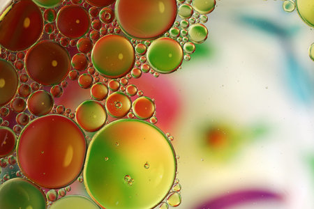 Orange and green colorful abstract circle backgrund filling the frame