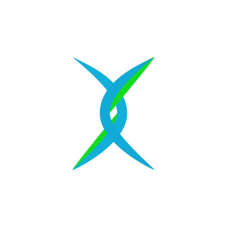 X shaped blue green logoのイラスト素材