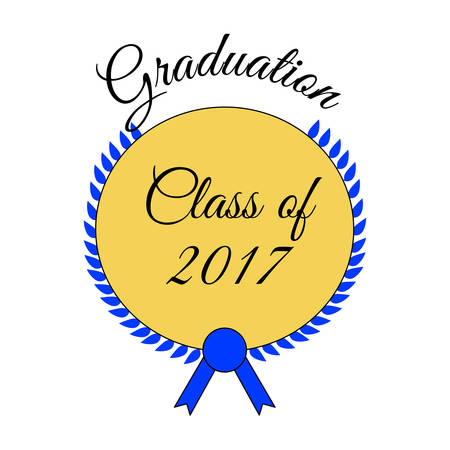Graduation with an owl and on an award seal an text Class of 2017のイラスト素材
