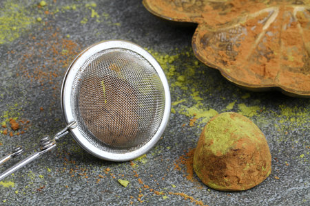Chocolate truffles with green Matcha powder