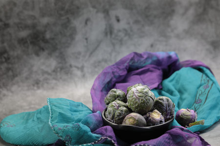 A Bowl of Brussels Sprouts with copy space.