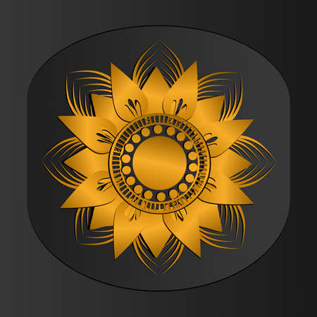 Golden abstract Mandal ornate pattern for background, invitations, cards, premium templates.のイラスト素材