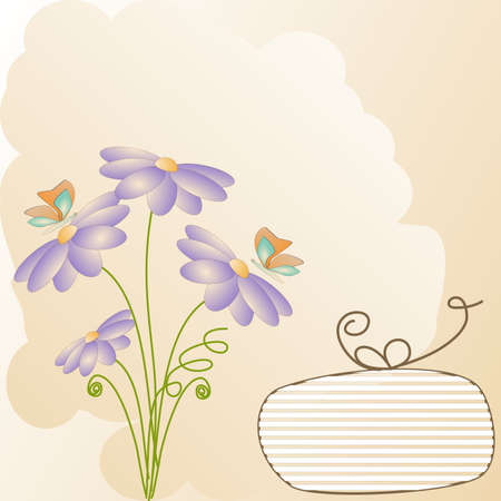 Floral background with vintage  flowers vector design and copy space.のイラスト素材