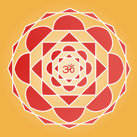 Circular decorative pattern in Indian style with the ancient Hindu mantra OM