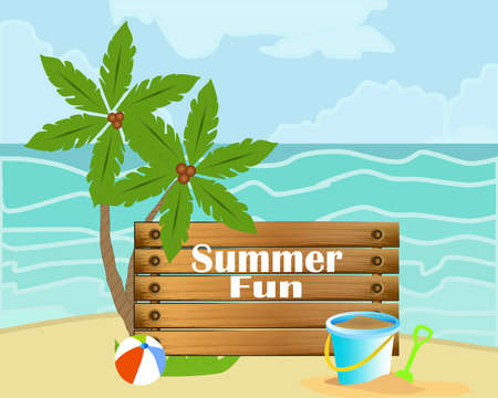 Summer vacation, Summer beach poster vector illustrationのイラスト素材
