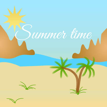 Summer vacation, Summer beach poster vector illustrationのイラスト素材