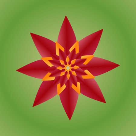 Geometrical abstract pattern background in red and yellow over green background.の写真素材