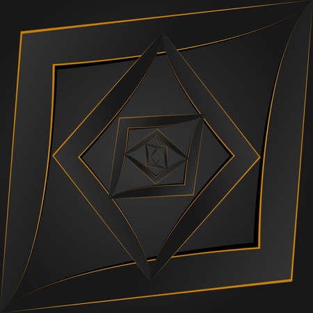 Golden polygonal abstract pattern on grey black background filling the frame.のイラスト素材