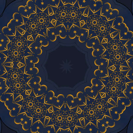 Golden pattern on blue background filling the frame.