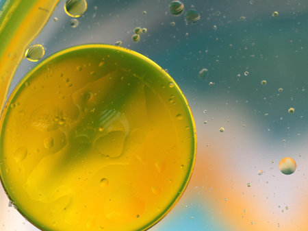 Abstract Oil globules in water background filling the frame