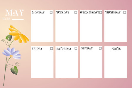 Calendar planner of different months of the year with floral background.のイラスト素材