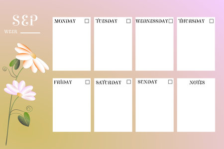 Calendar planner of different months of the year with floral background.のイラスト素材
