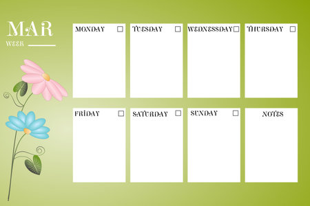 Calendar planner of different months of the year with floral background.のイラスト素材