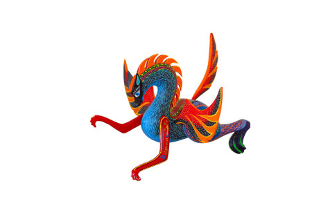 Mexican Alebrije, a colorful and beautiful handmade craft. Animal wood sculpture and painted by hand with georges figures and patterns.の写真素材