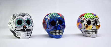 Mexican Day of the Dead Sugar Skulls on a White Background