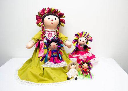 Ukrainian folk dolls in the form of a doll on a white backgroundの写真素材