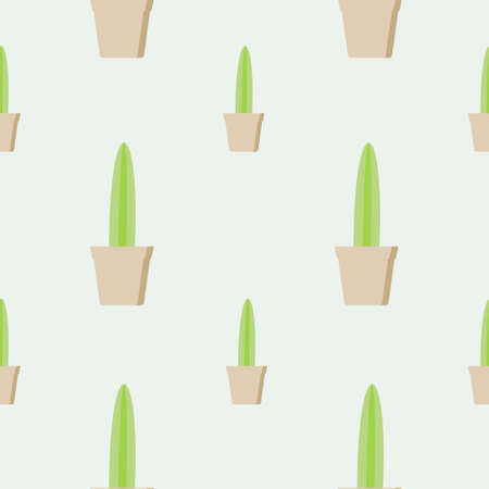 Seamless cactus pattern, succulent potted on soft color background. For fabric, packaging, box, cardboard, packaging paper. Cartoon style vector. Cacti flat design on pastel colorsのイラスト素材
