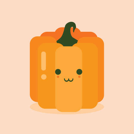 Cute and funny face jack o lantern pumpkin. Flat design banner, vector illustration. Cute ghost in flat design style. Halloween icon in soft or pastel color. Happy halloween symbol for kidsのイラスト素材