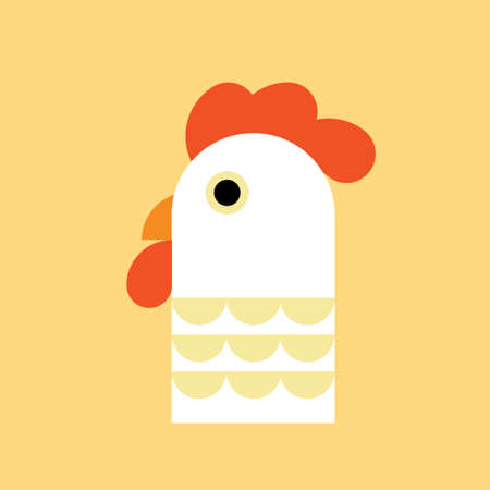Chicken, rooster logo. Flat Elements. Vector illustration hen . Label for market, poultry, farm, zoo, veterinary clinic. Flat modern design. Stylized cockのイラスト素材