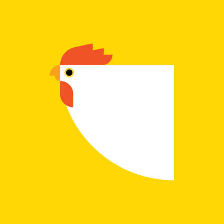 Chicken, rooster logo. Flat Elements. Vector illustration hen . Label for market, poultry, farm, zoo, veterinary clinic. Flat modern design. Stylized cockのイラスト素材