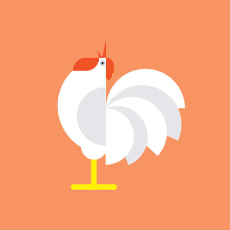 Chicken, rooster logo. Flat Elements. Vector illustration hen . Label for market, poultry, farm, zoo, veterinary clinic. Flat modern design. Stylized cockのイラスト素材