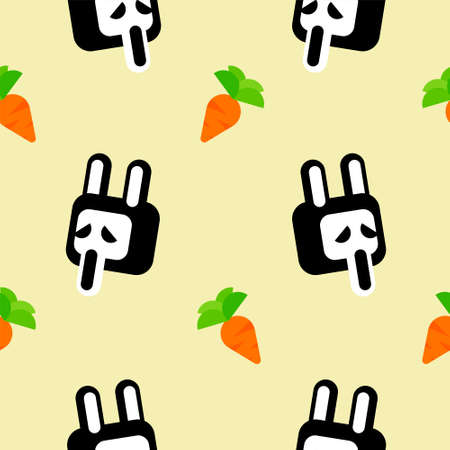 Vector seamless pattern for Halloween with funny ghosts, mask with rabbit costumeのイラスト素材