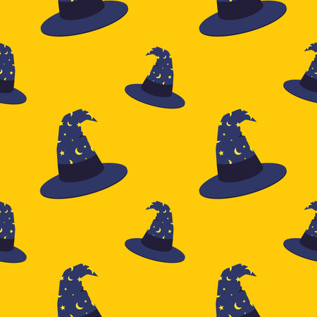 Witch hat halloween seamless pattern, avatar flat design illustration. icon for halloween. flat...