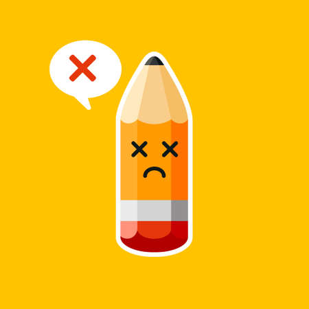 Cute and funny pencil character cartoon. vector illustration.のイラスト素材