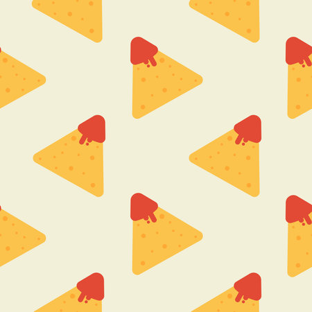 Tasty colorful crispy mexican nachos seamless pattern. Nice spanish fastfood texture for textile,...