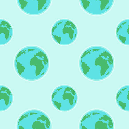 Flat globe seamless pattern. Seal for Earth Day. Vector illustration with the meaning of save the planet. Ideal for wallpaper, wrapping paper, cards, posters, booklets, design.のイラスト素材
