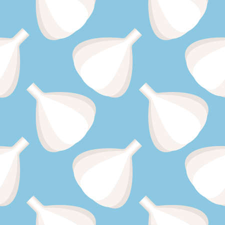 Seamless pattern with garlic. Stylized garlic. Wallpaper, print, paper, packaging, textile design. Vector illustration.のイラスト素材