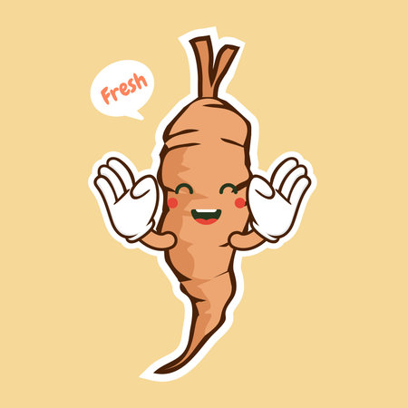 cute cassava character flat design vector illustrationのイラスト素材