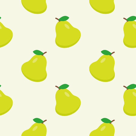 pear flat design seamless pattern. Seamless pattern with leaves and vegetable. Vector illustration of art.のイラスト素材
