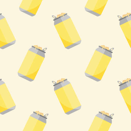 soft drink cans flat design seamless pattern. Seamless pattern with leaves and vegetable. Vector illustration of art.のイラスト素材