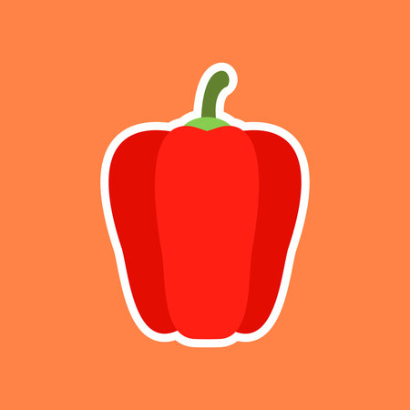 red paprika or pepper flat design vector illustration. paprika healthy vegan or vegetarian food concept.のイラスト素材
