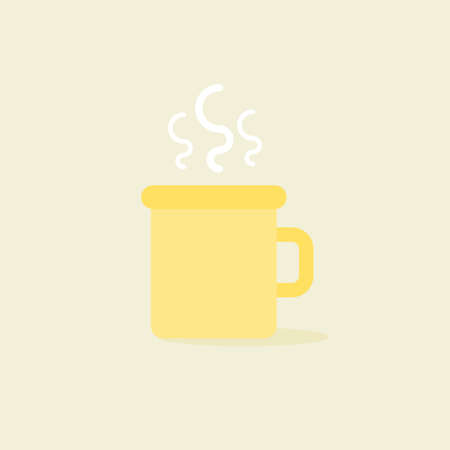 Cup kawaii emoji with cheeks and eyes. Colored beautiful doodle cups character in flat designs with cute cartoon faces. Hot coffee and tea. Vector illustration.のイラスト素材